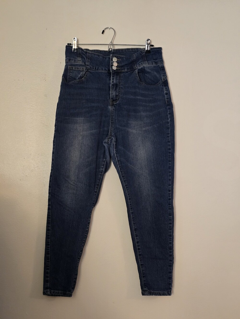 SHEIN 0XL High-Rise Dark Blue Stretch Skinny Jeans